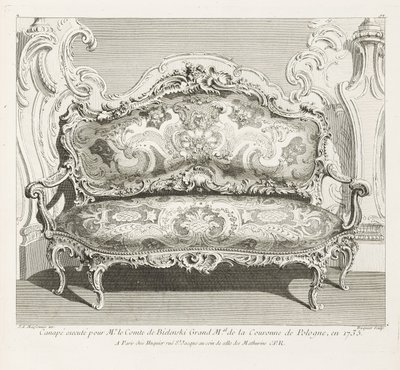 Canapé executed for Mr. le Comte de Bielinski Grand Marshal of the Crown of Poland, in 1735 by Juste Aurèle Meissonnier